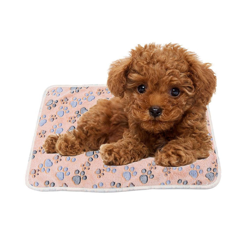 Warm Pet Blanket Coral Fleece Paw Foot Print Dog Bed Mats Sleeping Cover Mat
