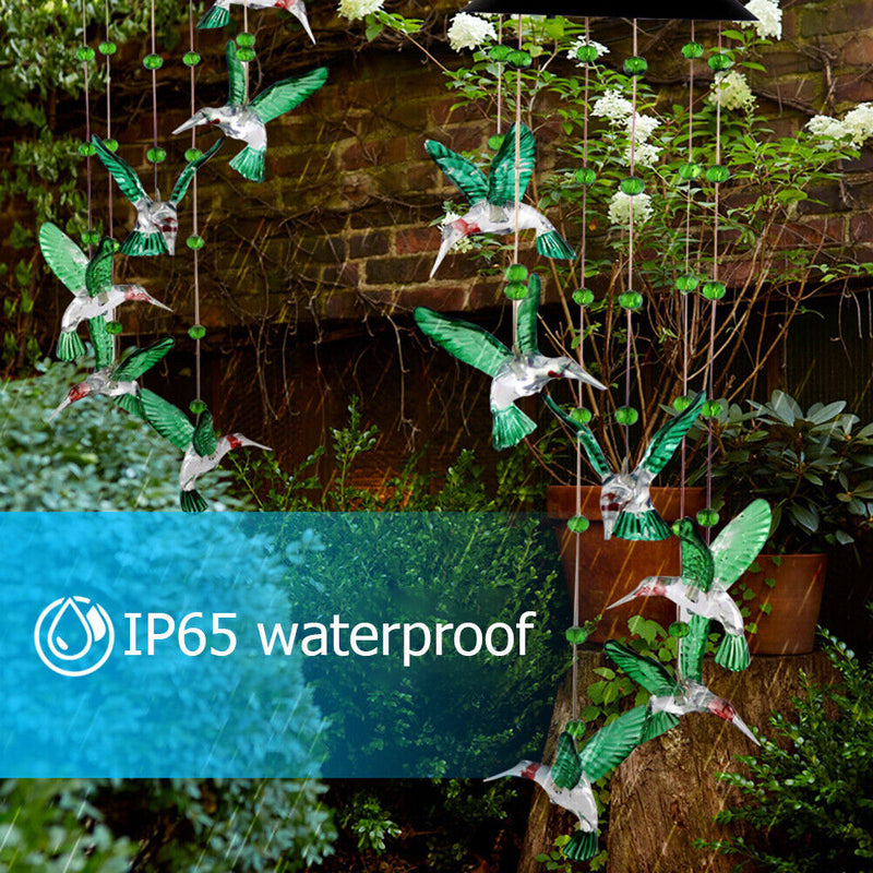 Solar Hummingbird Wind Chimes Hanging Catcher Windchime Pendant Hanging Ornament