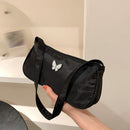 Nylon Casual Women Shoulder Underarm Bags Butterfly Purse Handbag (Black)
