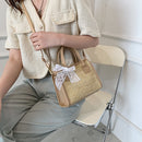 Straw Shoulder Bag Summer Beach Lace Splicing Woven Women Crossbody Handbags