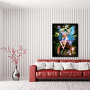 Blue Wing Fairy Full Round Drill Rhinestone Picture Home Decoration 12x16