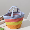 Rainbow Straw Women Handbag Purse Totes Woven Cotton Straw Summer Top-Handle Bag