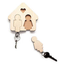 Set of 2 Wooden Key Chain Couples, Keys Ring with Magnetic Hanger, Best Gift