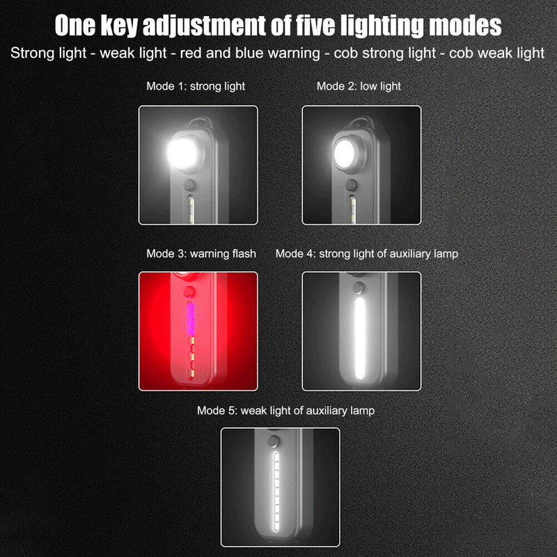 LED+COB+SMD MTB Bike Light USB Rechargeable Multifunction Warning Lamp (A) Newly