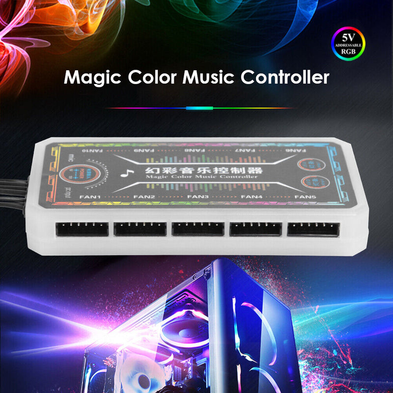 10-Port RGB Cooling Fan Remote Control Brightness Adjustable Music Controller