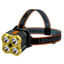 4LED Strong Headlight Flashlight USB Rechargeable Waterproof Camping