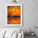 Paint By Numbers DIY Lake Sunset Painted on Canvas Oil Picture Craft Wall Decor