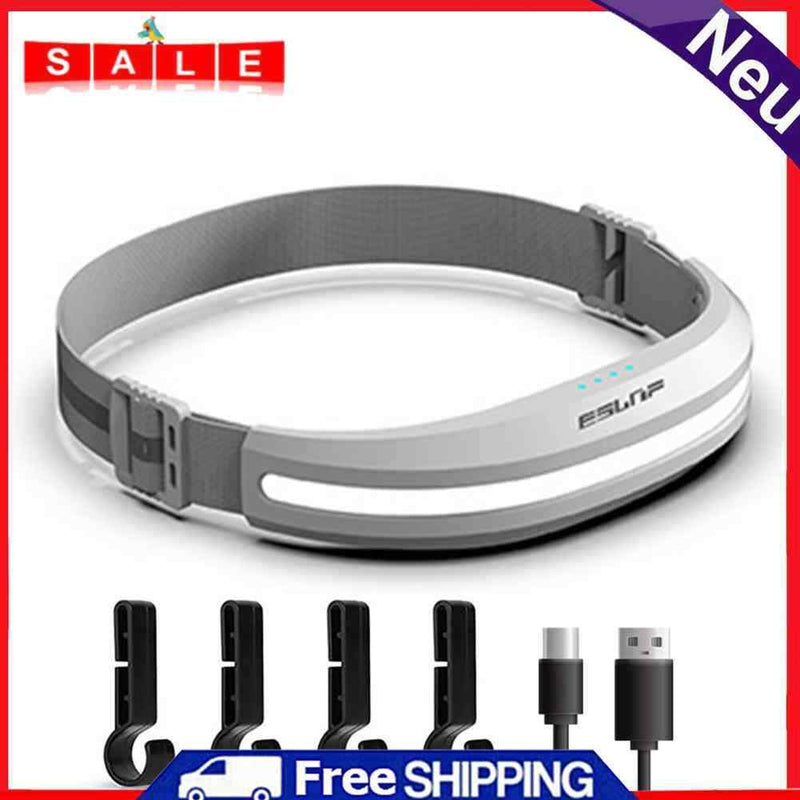 COB LED Camping Lantern Reflective Headlamp USB Rechargeable for Running (White)