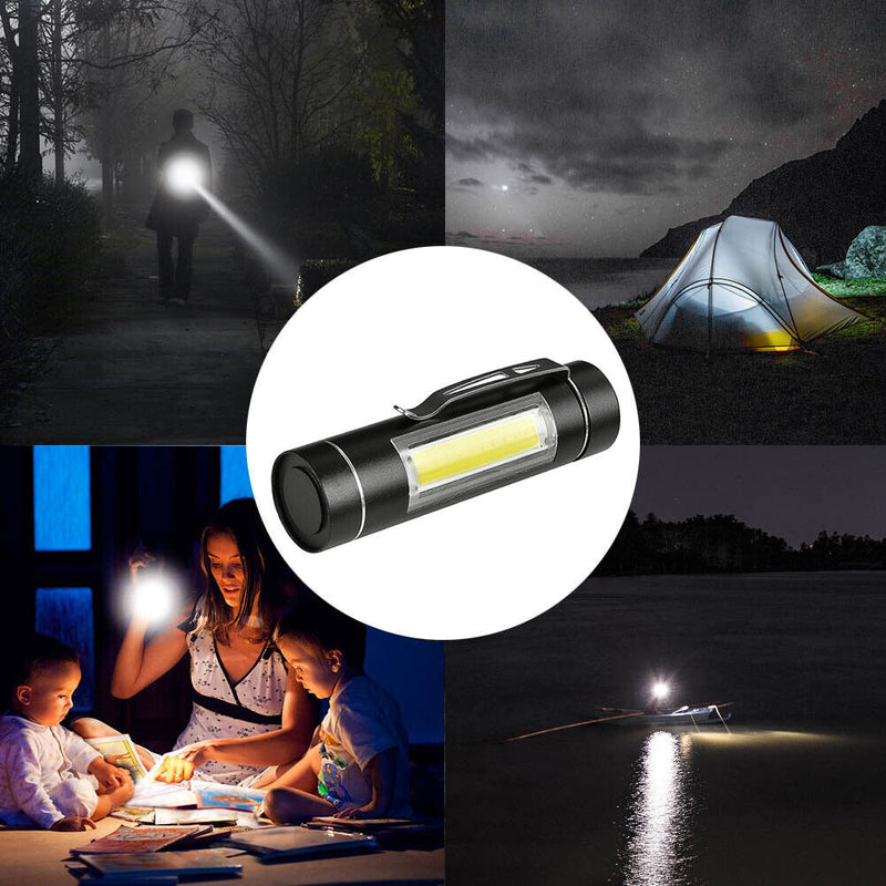 Mini Portable Flashlight COB LED Pocket Clip-On Torch Head Lamp for Outdoor