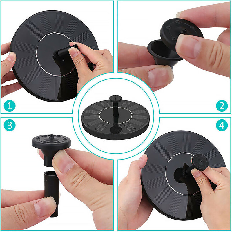 Solar Fountain, Floating Bird Bath Pool Solar Fountain Pump with Nozzle