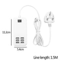 Multi 6-Ports Portable 1.5m Cable Adapter Power Supply USB Phone Charger Socket