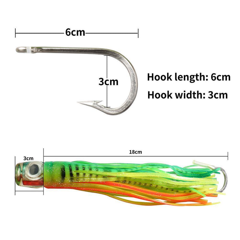 Octopus Squid Fishing Lures Soft Skirt Baits Tuna Trolling Seawater (A)