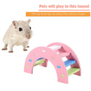 Wooden Hamster Small Animal Climbing Exercise Toys (Rainbow Bridge Pink) Newly
