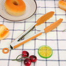 Silicone Stainless Steel BBQ Tongs Meat Clip Bread Food Clamp (9in Orange)