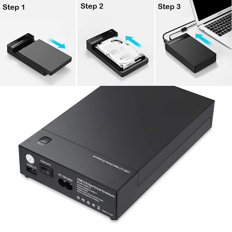 396U3 USB 3.0 to SATA III 2.5 3.5 inch HDD SSD Hard Drive Enclosure Tool Free
