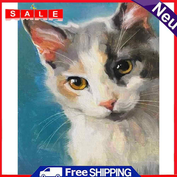 Frameless Oil Paint By Numbers DIY Cat Picture Craft Kit for Home Living Room