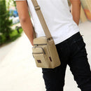 3pcs Men Canvas Zip Casual Travel Crossbody Shoulder Bag(Camel)