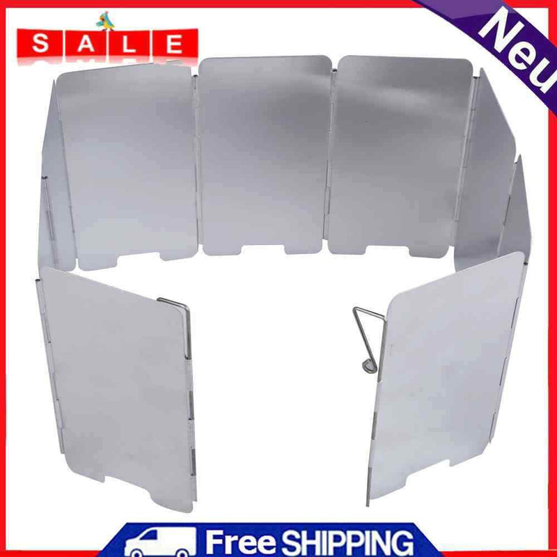 9 Section Wrinkles Camping Stove Windshield Screen Cookout Picnic