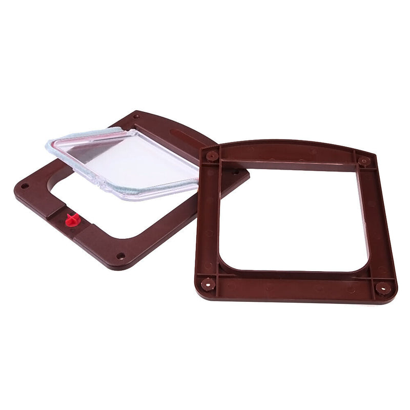Lockable Cat Flap Door Kitten Dog Pet Lock Suitable for Any Wall Coffee