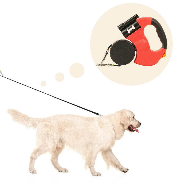 Dual Double Head Tractor Walk Dog Automatic Retractable Traction Rope with