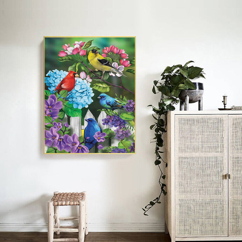 Flower Bird Oil Paint By Numbers DIY Handpainted on Canvas Wall Art (B1040)