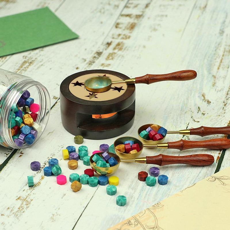 Wooden Deer Shape Wax Seal Stamp Sealing Wax Melting Pot Stove Warmer (A)