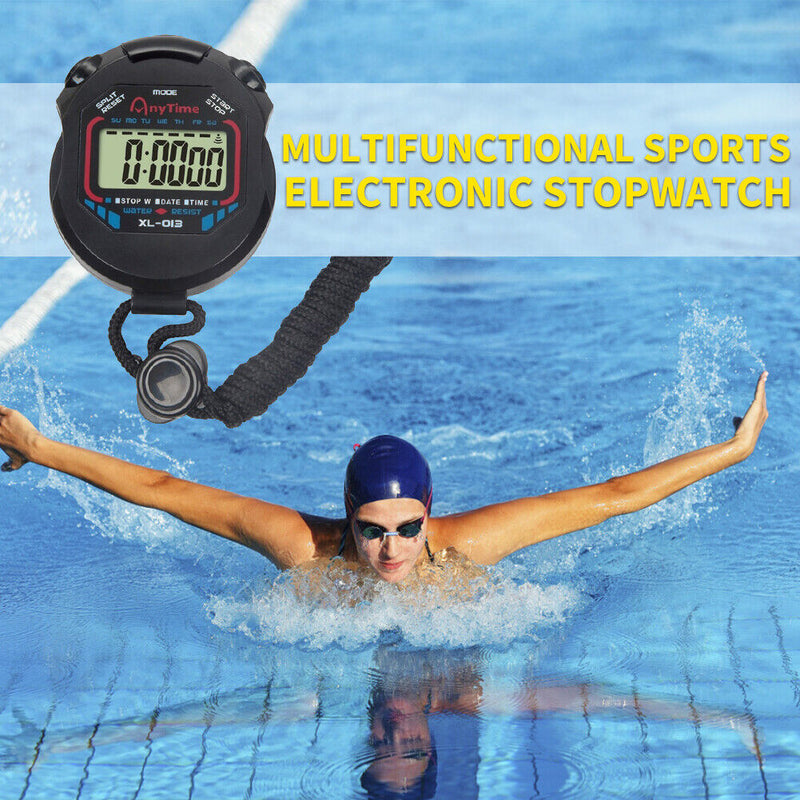 Digital Running Training Counter Stopwatch Timer Waterproof Alarm Chronograph