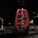 Incense Holder Ceramic Backflow Waterfall Incense Burner with 50 Cones (B) Newly