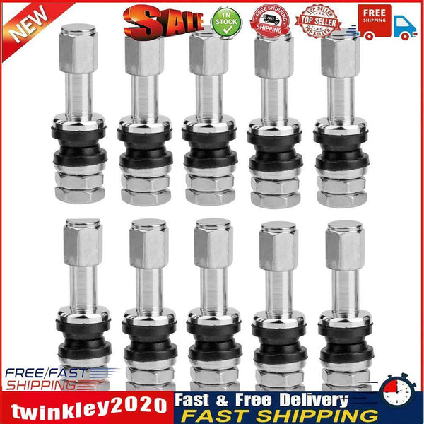10pcs Universal Bolt-in Tubeless Wheel Tire Valve Stems with Dust Caps Newly