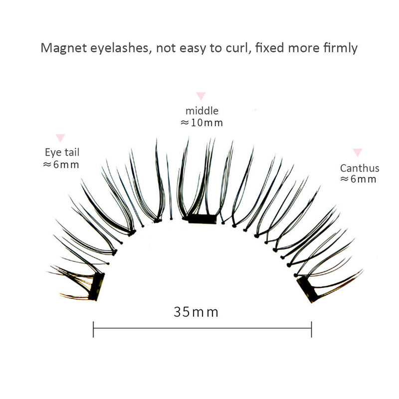 4pcs Reusable False Eyelashes 6D Extended Thick Magnetic Eyelashes Makeup Tool
