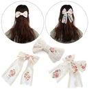 Girls Fashion Hair Barrettes Ponytail Bow Knot Hair Barrettes Lace Hair Clips