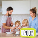 Temperature Alarm Clock LED Digital Backlight Calendar Snooze Clock (Green)