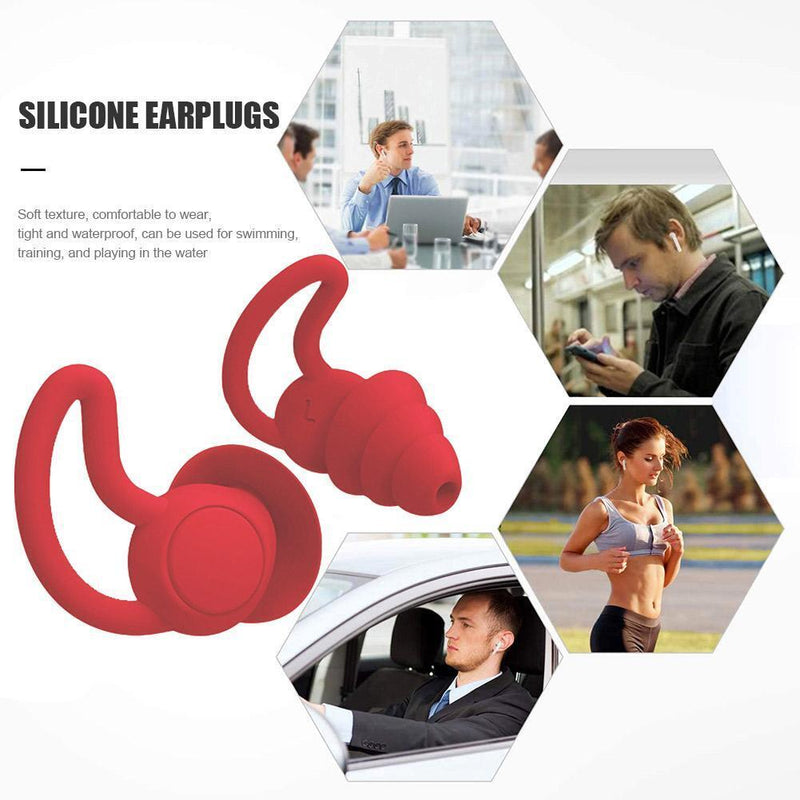 Silicone Ear Plugs Sound Insulation Anti Noise Sleeping Earplugs (Red)