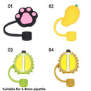 Tips Silicone Straw Plug Drinking Dust Cap Cup Accessories Cartoon Plugs Cover