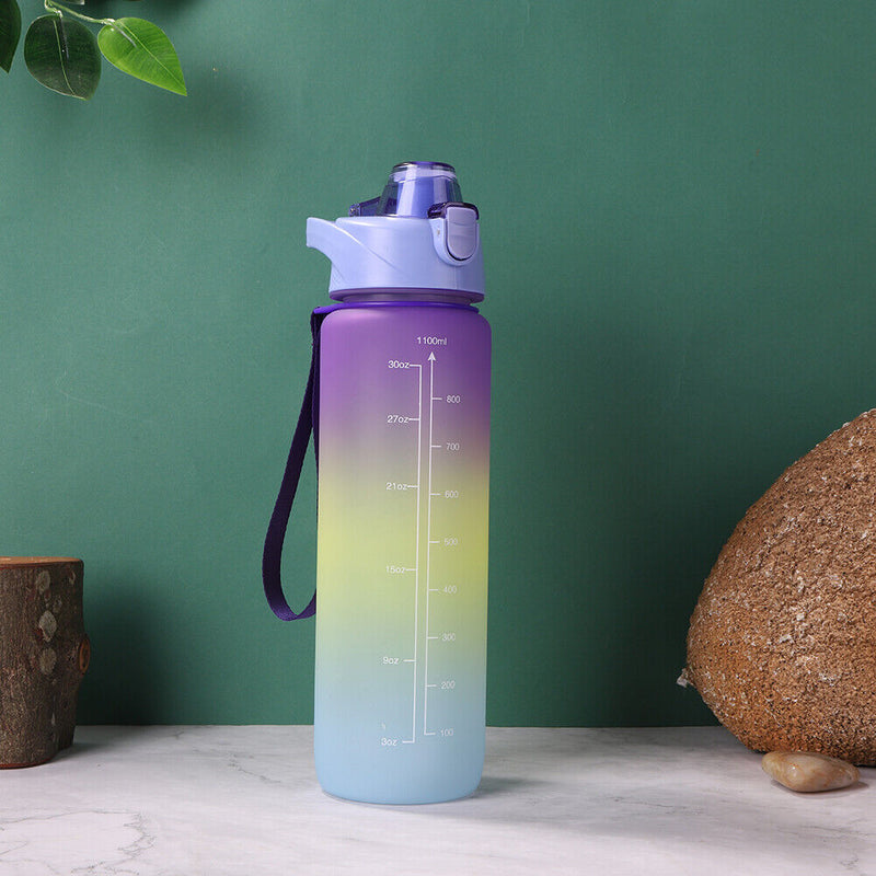 Outdoor Water Bottle with Straw BPA Free Gradient Drinking Cup (Purple) Newly