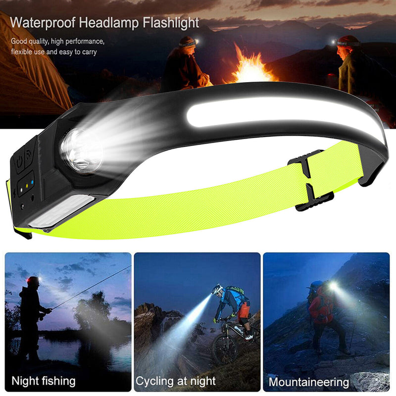 1pcs Wave Sensing COB Headlights Adjustable Headband Night Work Suitable Newly
