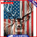 Oil Paint By Numbers Deer National Flag Frameless Picture Craft Kit for Home