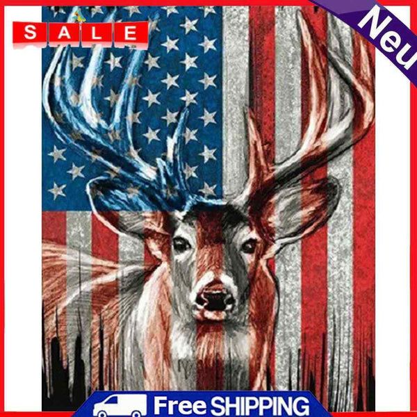 Oil Paint By Numbers Deer National Flag Frameless Picture Craft Kit for Home