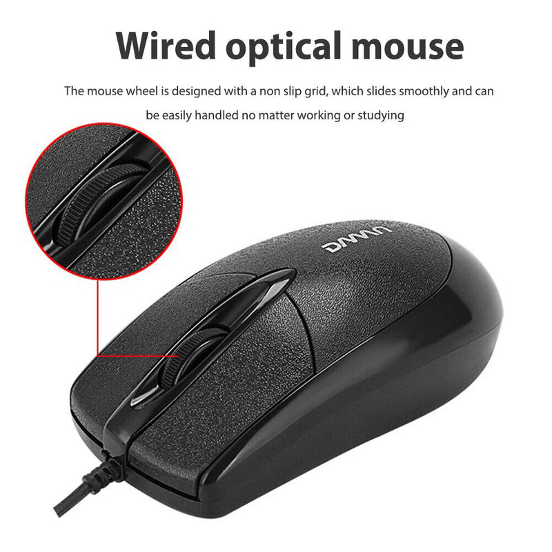Optical USB Wired Mouse 3 Buttons 1200dpi Computer Laptop PC Ergonomic Mice