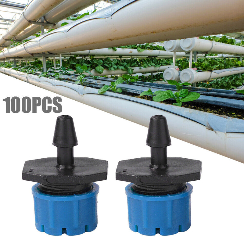 100pcs Adjustable Water Dropper Irrigation Hose Drip Head Kit (Blue)