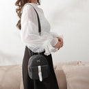 Women Preppy Style Contrast Color PU Leather Mini Messenger Bag Handbag Knapsack