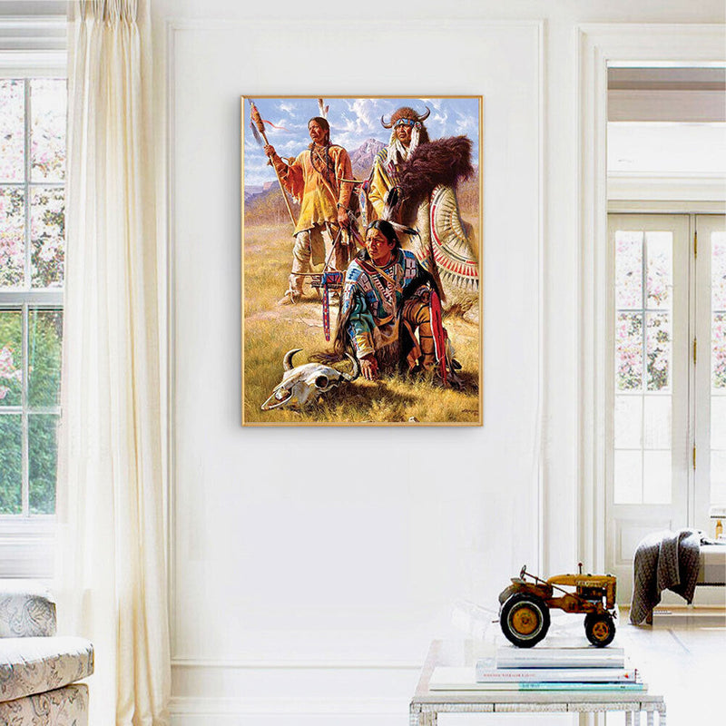 Indians Oil Paint By Numbers Kits Canvas Picture Wall Art DIY Craft Color