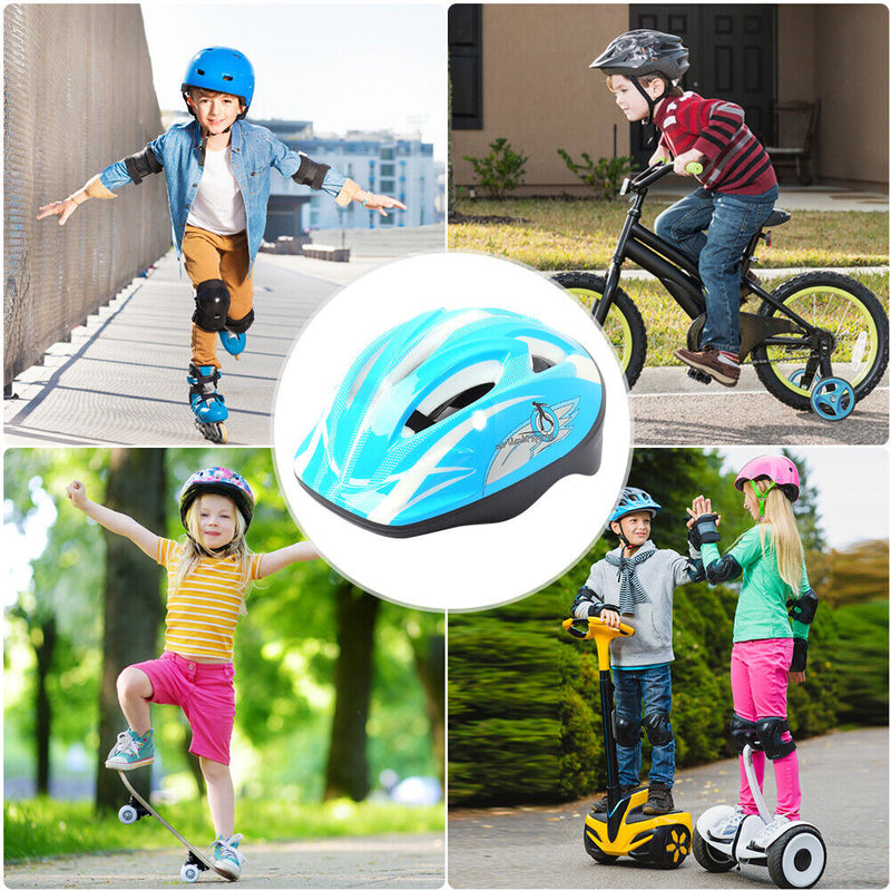 Children Riding Helmet Anti Drop Cartoon Sports Bicycle Helmet (Light Blue)