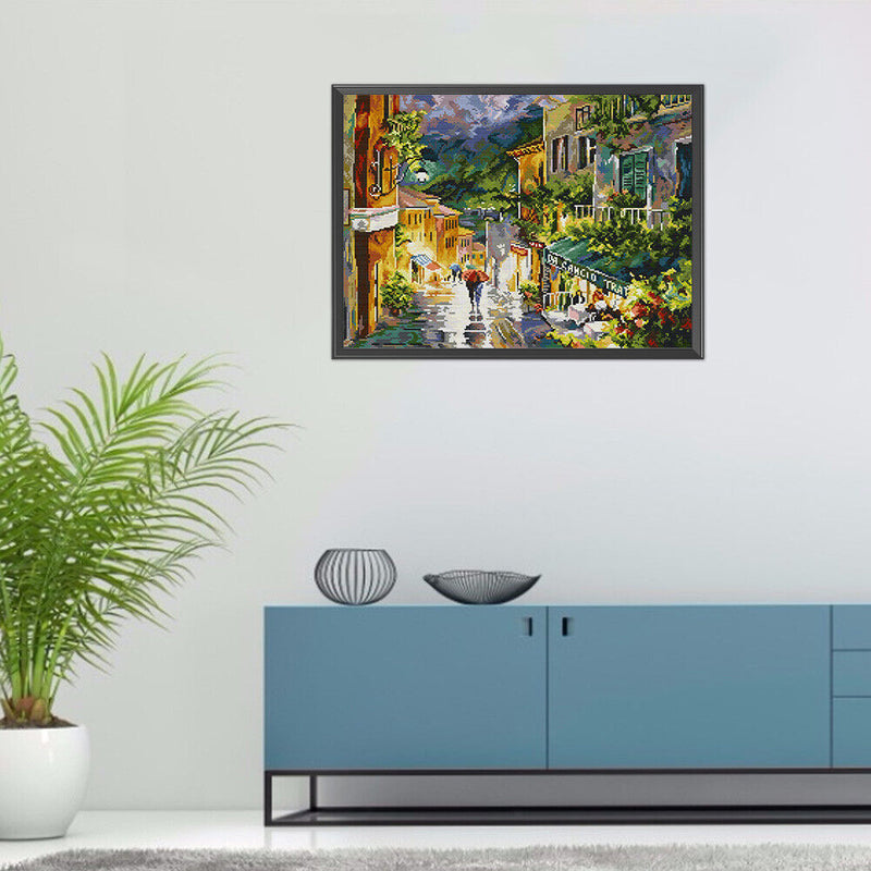 Full Embroidery Raining Counted Cross Stitch 14CT 2 Strand Cotton Kits