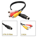 4 Pin S-Video to 3 RCA Female Adapter Cable for Laptop Computer