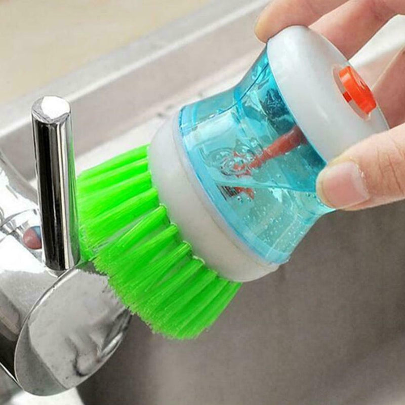Kitchen Cleaning Brushes Tools Liquid Soap Dispenser DishBowl Brush Pot K6S7