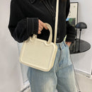 Women Mini Square Bag Solid Color Top-handle Handbags PU Leather Shoulder Tote