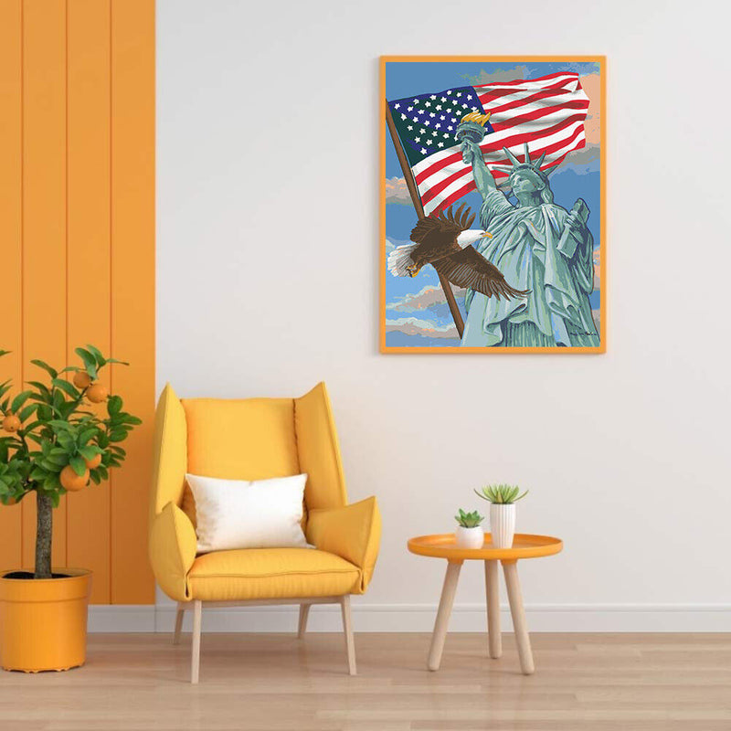 HandPainted Oil Paint Kill Time Picture Colouring Artcraft Eagle and Banner Gift