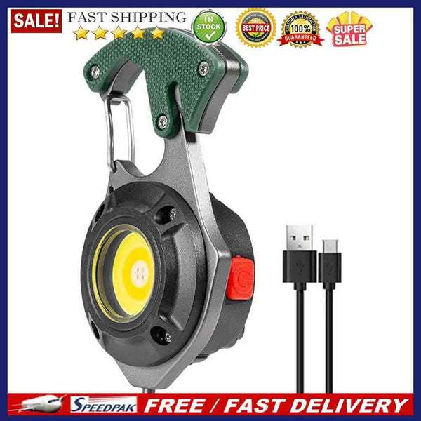 Multifunction COB Flashlight Camping Mini Screwdriver Keychain Lamp (Army Gre