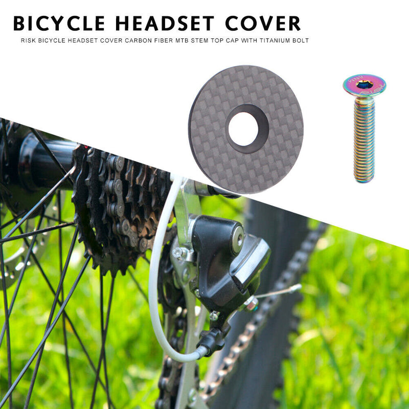 RISK Bicycle Headset Cover Carbon Fiber MTB Road Bike Stem Top Cap (31.8mm)